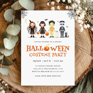 Invitación Fiesta de disfraces de Halloween asustó a los niño