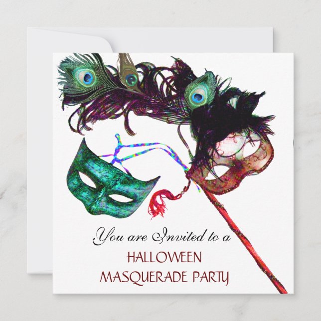Invitación FIESTA DE DISFRACES DE HALLOWEEN,Blanco negro (Anverso)