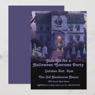 Invitación Fiesta de disfraces de Halloween, casa embrujada