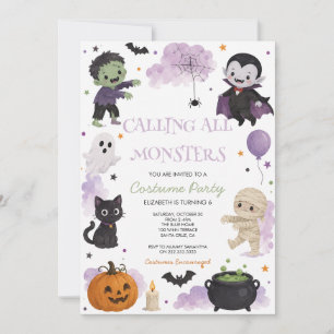 Invitación Fiesta de disfraces de Halloween con acuarelas lin