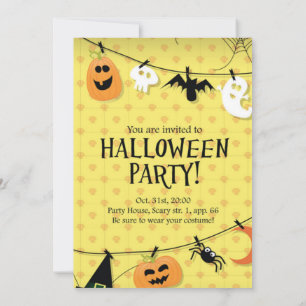 Invitación Fiesta de disfraces de Halloween con cráneo de oro