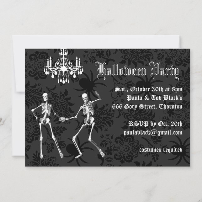Invitación Fiesta de disfraces de Halloween con glamourosas e (Anverso)