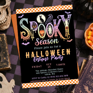 Invitación Fiesta de disfraces de Halloween con temática retr