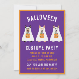 Invitación Fiesta de disfraces de Halloween Corgi Ghost Dogs