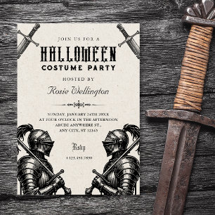 Invitación fiesta de disfraces de Halloween de caballeros med