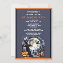 Invitación Fiesta de disfraces de Halloween de gato negro 