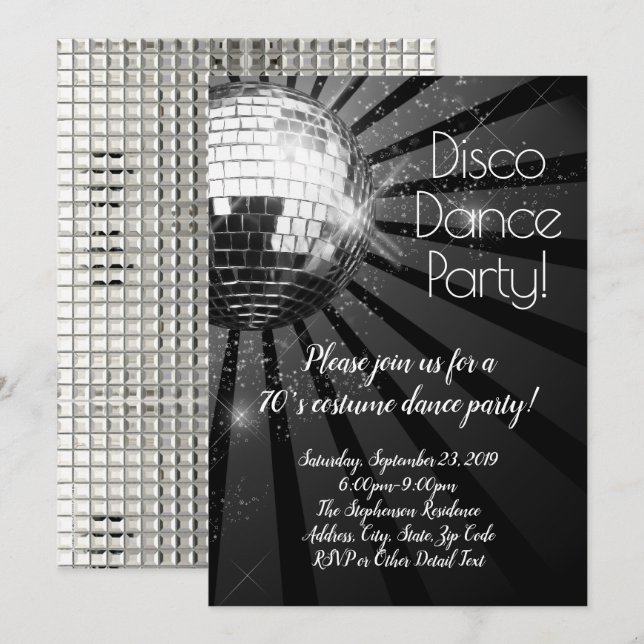 Invitación Fiesta de disfraces de Halloween de los 70 de Retr (Anverso / Reverso)