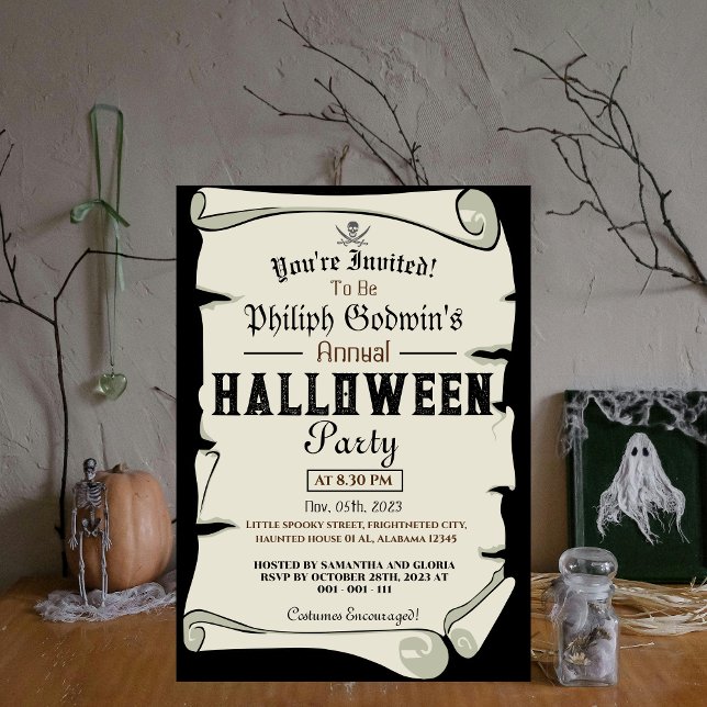 Invitación Fiesta de disfraces de Halloween de piratas rústic (Subido por el creador)