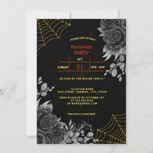 Invitación Fiesta de disfraces de Halloween de telaraña flora