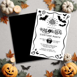 Invitación Fiesta de disfraces de Halloween dibujados a mano
