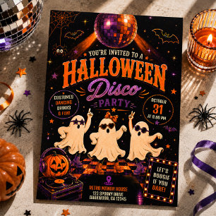 Invitación Fiesta de disfraces de Halloween disco retro