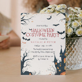 Invitación Fiesta de disfraces de Halloween en casa y bosque 