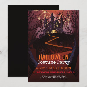 Invitación Fiesta de disfraces de Halloween en el castillo fa