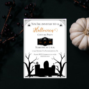 Invitación Fiesta de disfraces de Halloween en el cementerio 