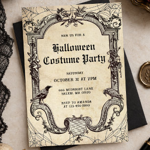 Invitación Fiesta de disfraces de Halloween espeluznante vint