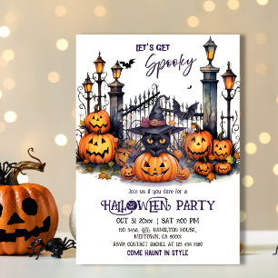 Invitación Fiesta de disfraces de Halloween Gato negro Sombre