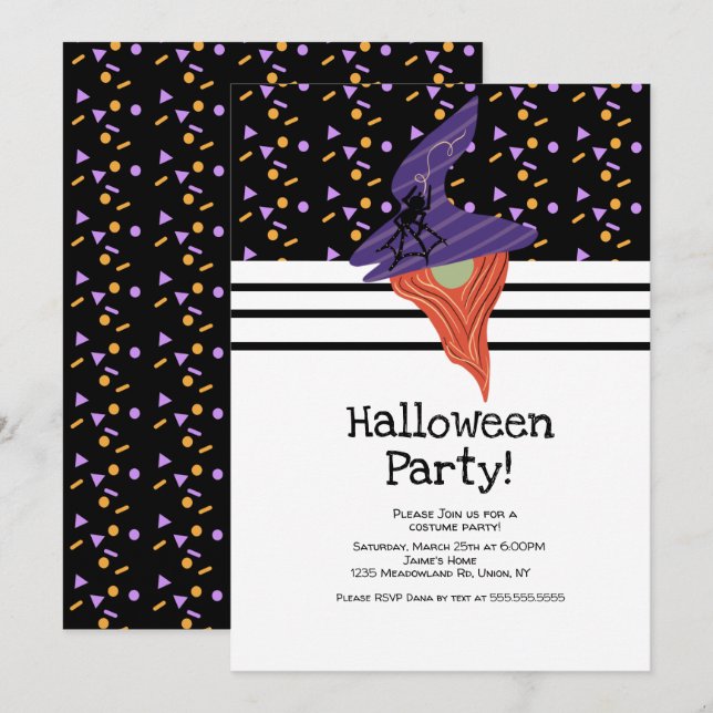 Invitación Fiesta de disfraces de Halloween Gnome Doodles Con (Anverso / Reverso)
