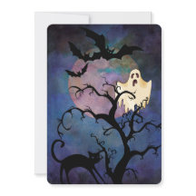 Fiesta de disfraces de Halloween, luna y fantasma