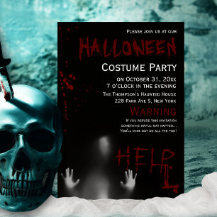 Invitación Fiesta de disfraces de Halloween moderna sangrient