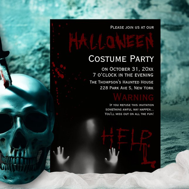Invitación Fiesta de disfraces de Halloween moderna sangrient (Subido por el creador)