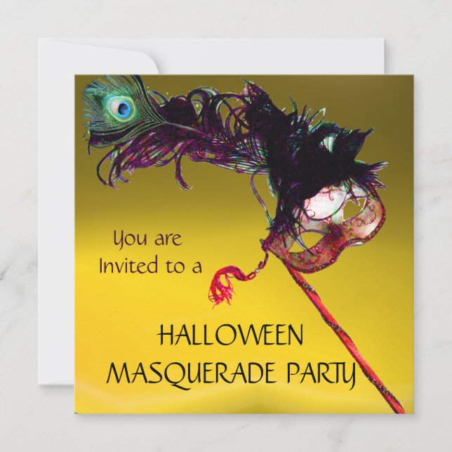Invitación FIESTA DE DISFRACES DE HALLOWEEN, Naranja Amarillo (Anverso)