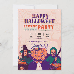 Invitación Fiesta de disfraces de Halloween naranja violeta v