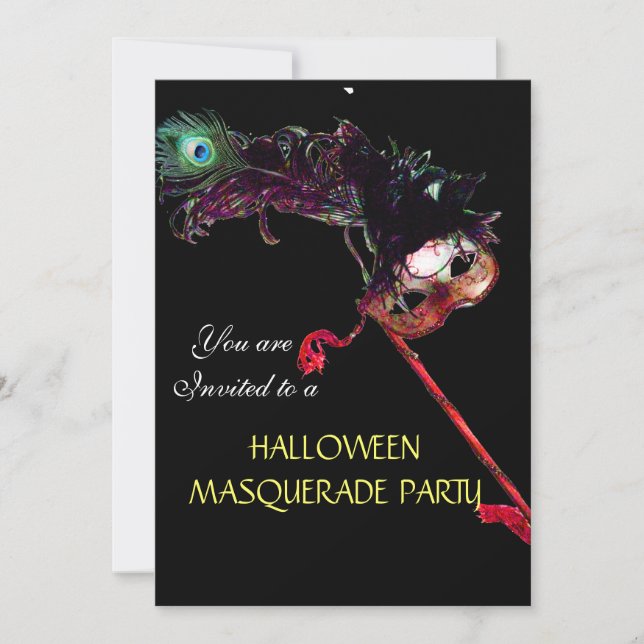 Invitación FIESTA DE DISFRACES DE HALLOWEEN,Negro (Anverso)