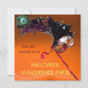 Invitación FIESTA DE DISFRACES DE HALLOWEEN,Negro Amarillo Na