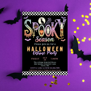 Invitación Fiesta de disfraces de Halloween negro espeluznant