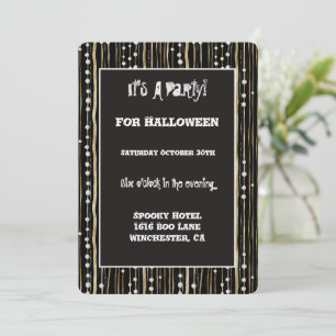 Invitación Fiesta de disfraces de Halloween negro oro perlas 