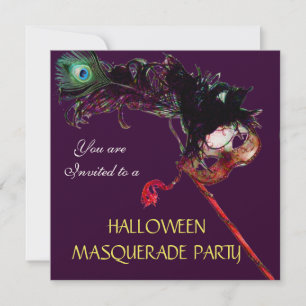 Invitación FIESTA DE DISFRACES DE HALLOWEEN, Negro Púrpura Do
