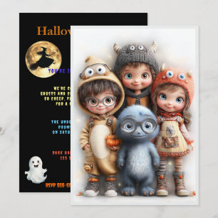 Invitación Fiesta de disfraces de Halloween Niños y niñas lin