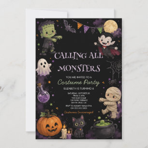 Invitación Fiesta de disfraces de Halloween oscuro y lindo