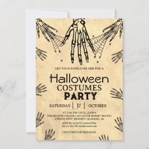 Invitación Fiesta de disfraces de Halloween óseo gótico vinta