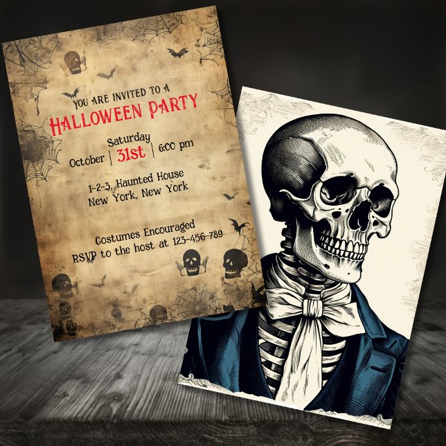 Invitación Fiesta de disfraces de Halloween para adultos (Adult Vintage Halloween Party Invitation)