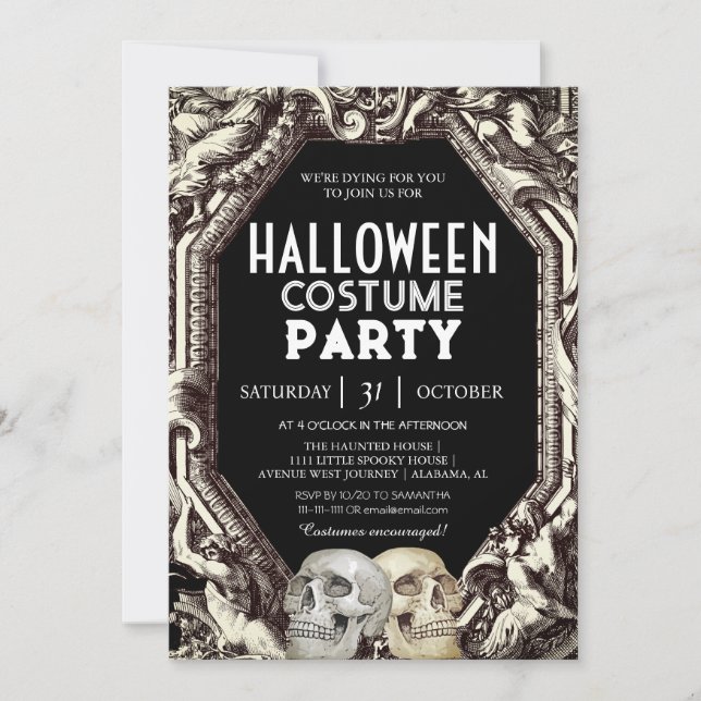 Invitación Fiesta de disfraces de Halloween para adultos Cala (Anverso)