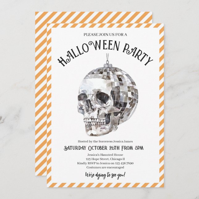 Invitación Fiesta de disfraces de Halloween para adultos Goth (Anverso / Reverso)