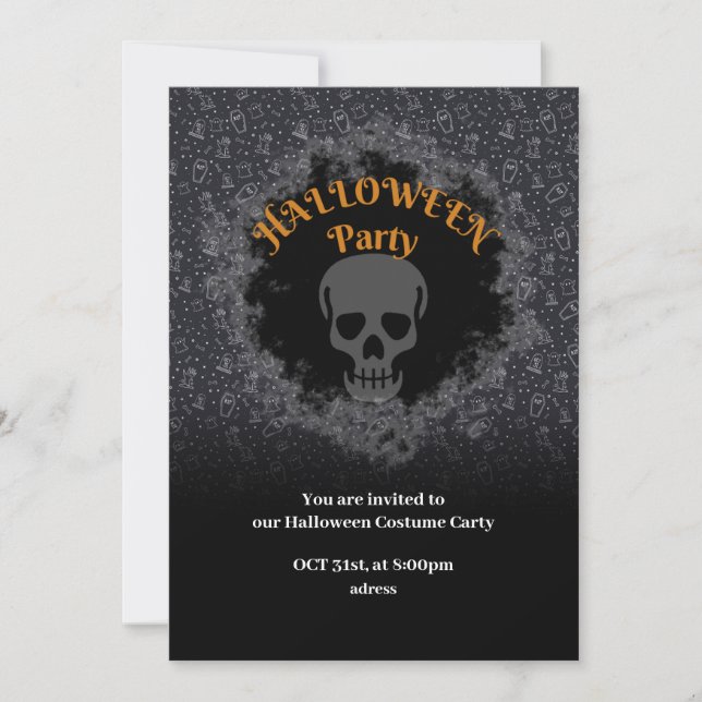 Invitación Fiesta de disfraces de Halloween para amigos (Anverso)