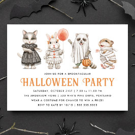 Invitación Fiesta de disfraces de Halloween para animales de 