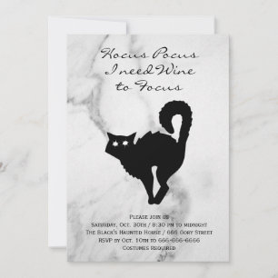 Invitación Fiesta de disfraces de Halloween para gato negro