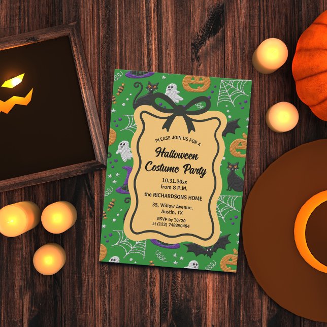 Invitación Fiesta de disfraces de Halloween para gatos negros (Subido por el creador)