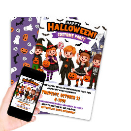 Invitación Fiesta de disfraces de Halloween para niños editab