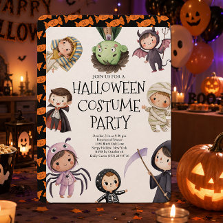 Invitación Fiesta de disfraces de Halloween para niños lindos