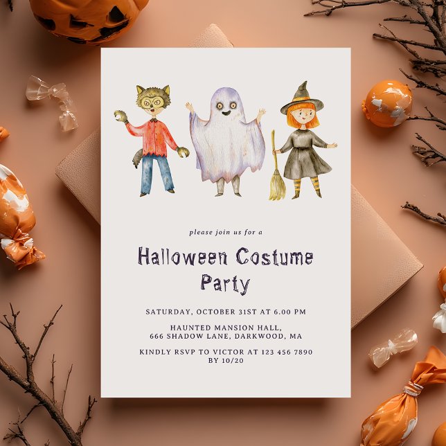 Invitación Fiesta de disfraces de Halloween para niños Minima (Subido por el creador)