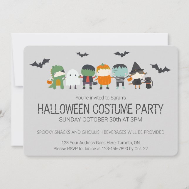 Invitación Fiesta de disfraces de Halloween para un chico lin (Anverso)