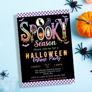 Invitación Fiesta de disfraces de Halloween pastel de tempora