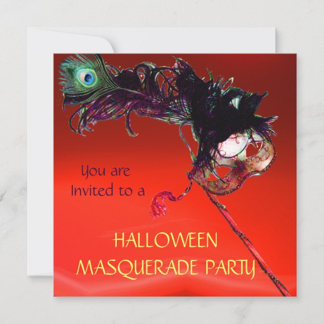 Invitación FIESTA DE DISFRACES DE HALLOWEEN, Rojo (Anverso)