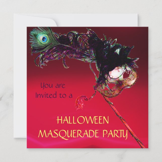 Invitación FIESTA DE DISFRACES DE HALLOWEEN, Rojo burdeos (Anverso)