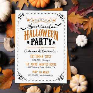 Invitación Fiesta de disfraces de Halloween rústica vintage