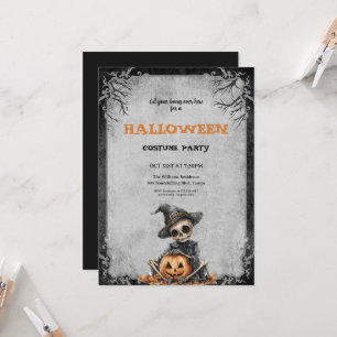 Invitación Fiesta de disfraces de Halloween Scary skeleton y 